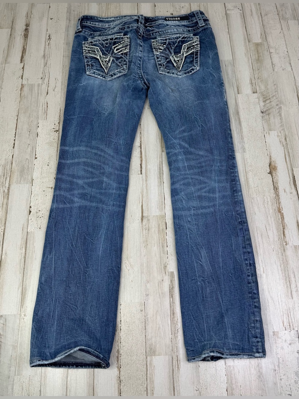 VIGOSS Dublin Straight Leg Jeans Women’s 31 (32x30) Blue Wash Stretch Denim